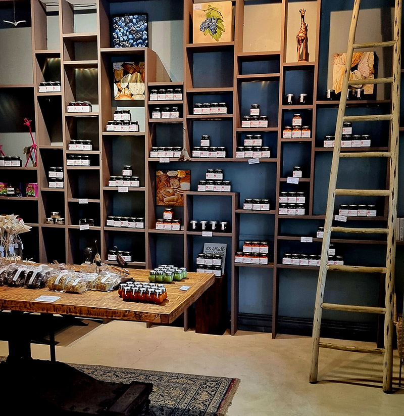 shelves with product